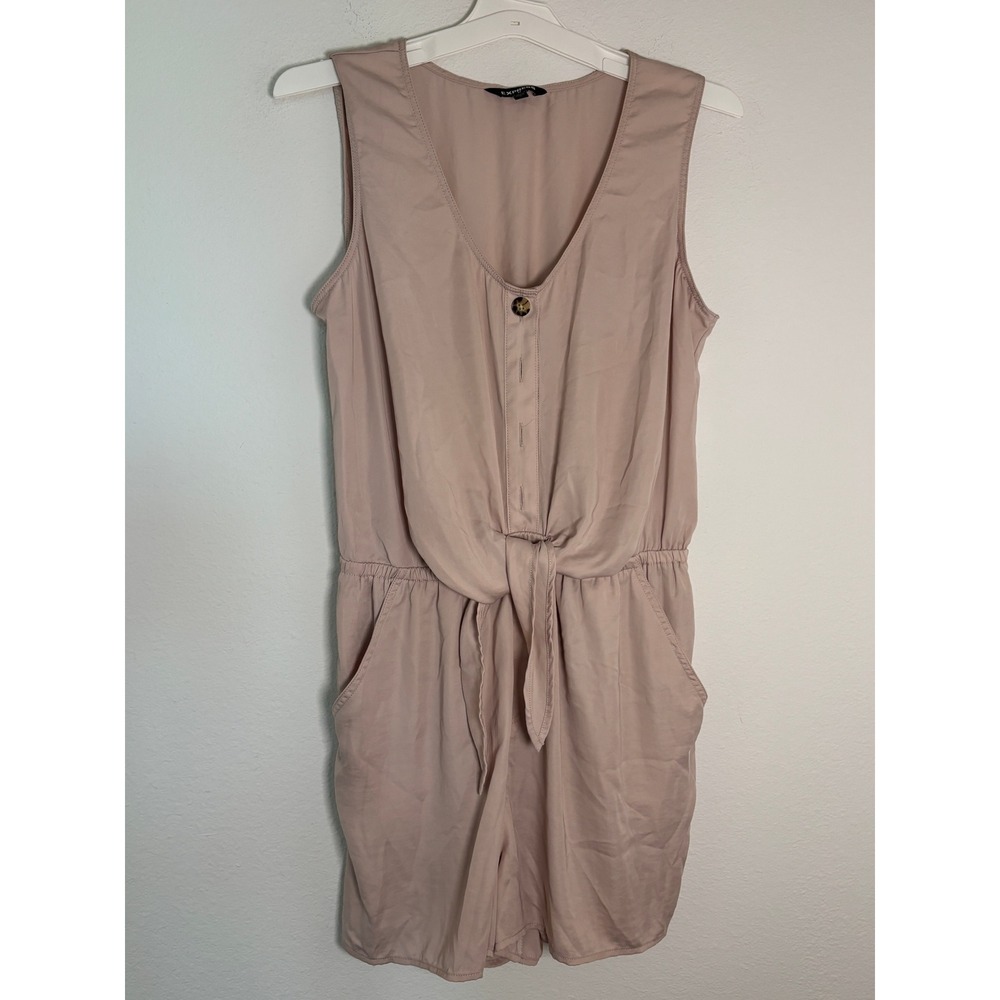 Express Womens Blush Pink Tie Front Sleeveless Romper V-Neck Size L